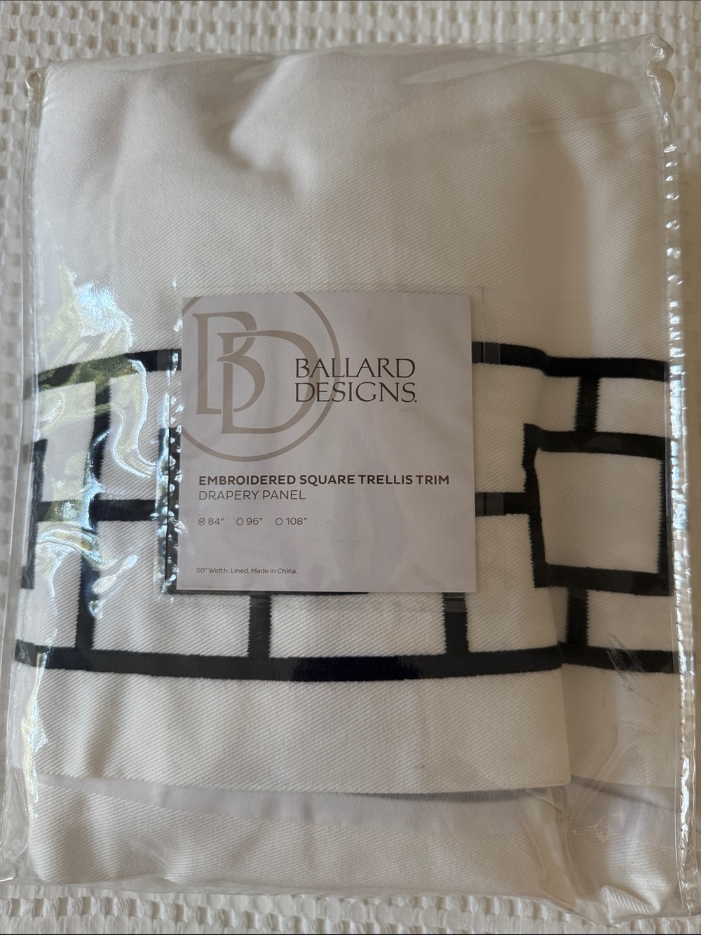Ballard Designs White and Black Geometric Drapery Panels - Modern Home Dining